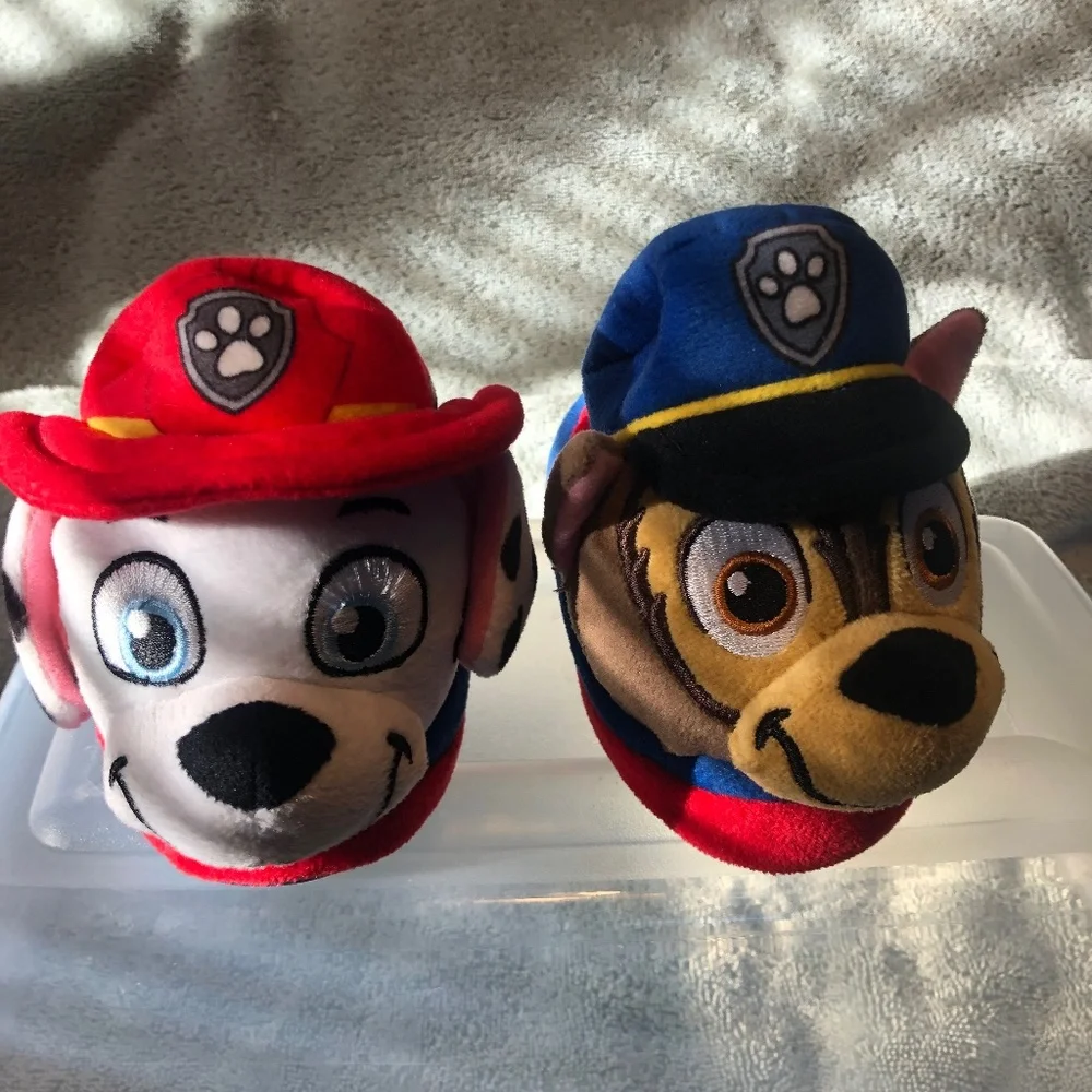 Paw Patrol Toddler Unisex Slipper Shoes 3D Plush Head Size 5-6 NWOT